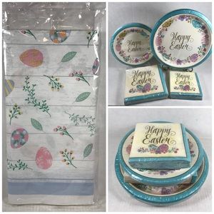 Happy Easter Paper Plates Napkins Service for 18